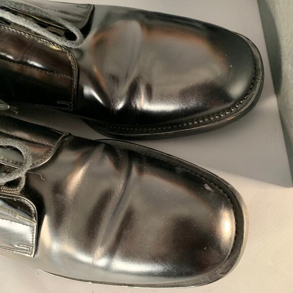 PRADA Size 10 Black Leather Nylon Derby Lace-Up Shoes main image 12